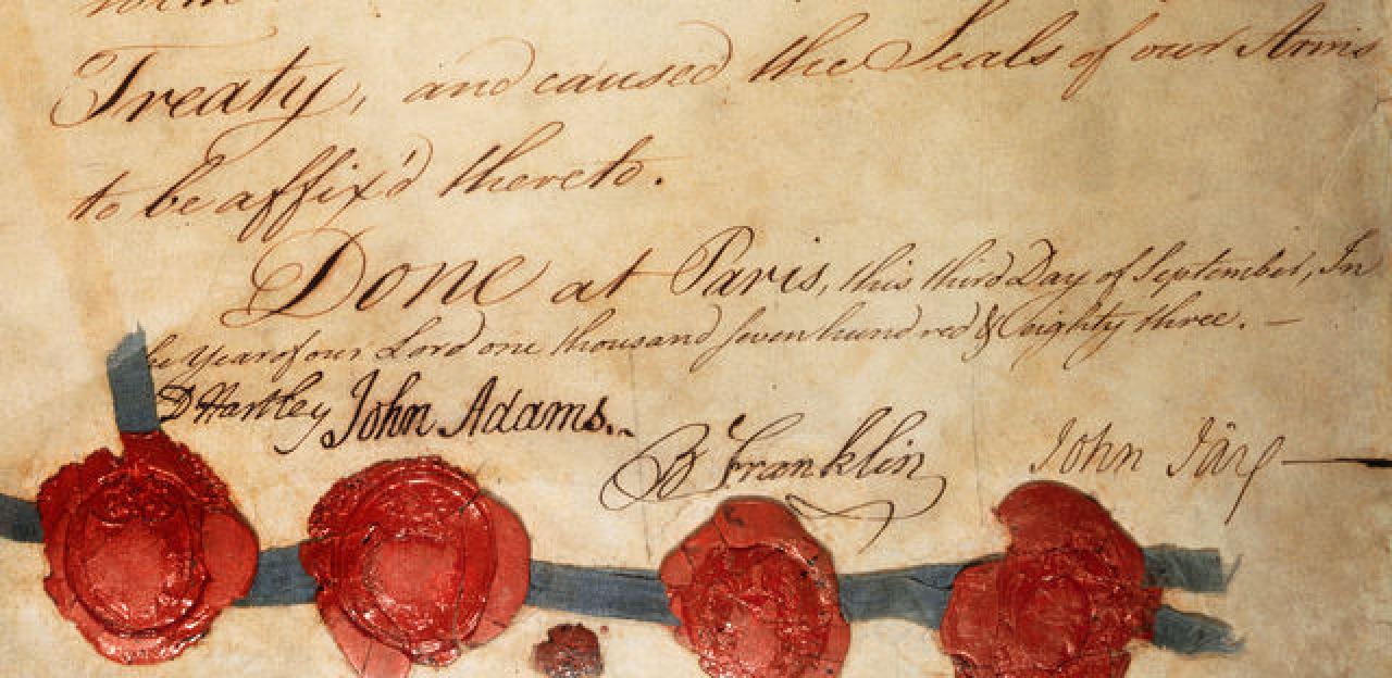 This is a scan of the signatures at the bottom of the Treaty of Paris.